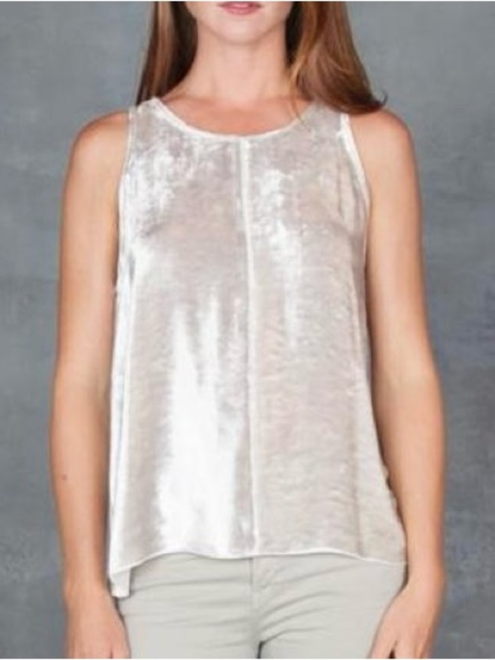 Giada Forte Tank Blouse Womens 3/L My Silk Velvet Top ALine Italy Stone Luxury